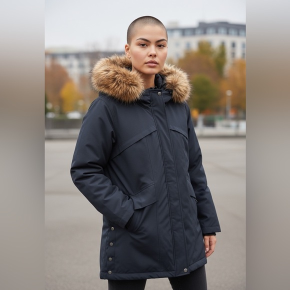 Martha Stewart Jackets & Blazers - Martha Stewart Black Parka with Faux Fur Hood